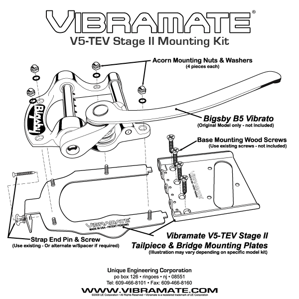 Vibramate V5 Stage II Mount Kit For Vintage Tele Single-Coil Scalloped